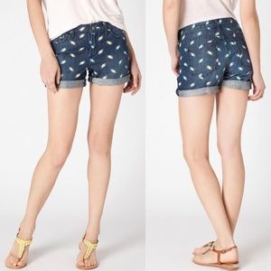 Anthro | Pilcro Stet Patterned Roll-up Jean Shorts